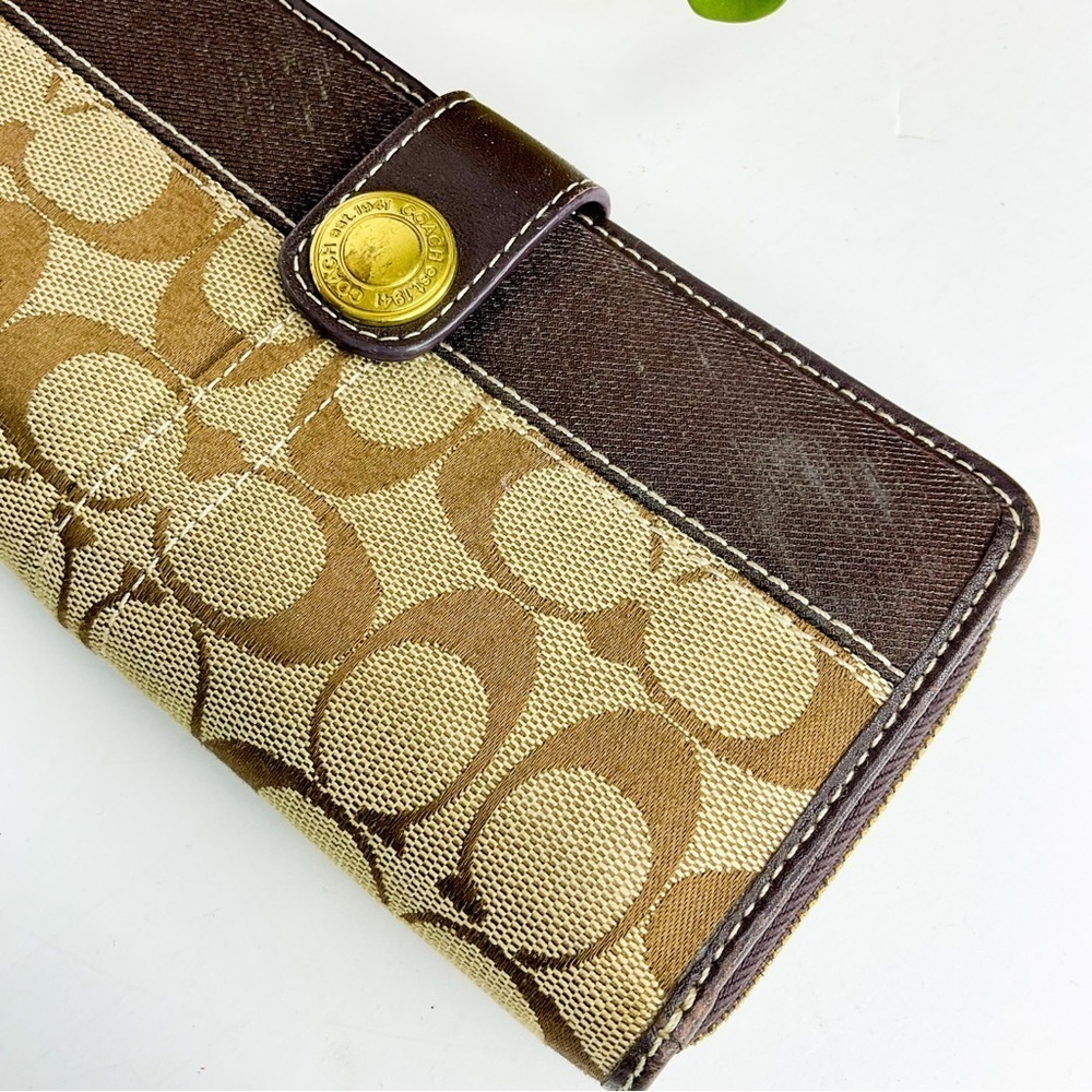 Coach Canvas Monogram Brown Leather Wallet